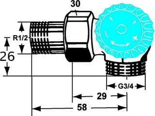 Heimeier TV-Unterteil 1/2" Winkeleckform rechts Schwerkraft, 3/4" AG, 2342-02.000 – Bild 5