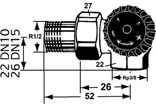 Heimeier TV-Unterteil Winkel- eckform 3/8"rechts,2340-01.000 – Bild 5