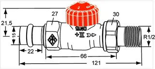 Heimeier Thermostat-Ventilunterteil Eclipse,Dg,DN15,Viega Press 15mm – Bild 5