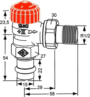 Heimeier Thermostat-Ventilunterteil Eclipse,Eck,DN15,Viega Press 15mm – Bild 5