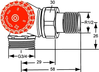 Heimeier Thermostat-Ventilunterteil Eclipse,Winkeleck/links,AG 3/4" – Bild 5