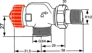 Heimeier Thermostat-Ventilunterteil Eclipse,Axialform,DN15,AG 3/4" – Bild 5