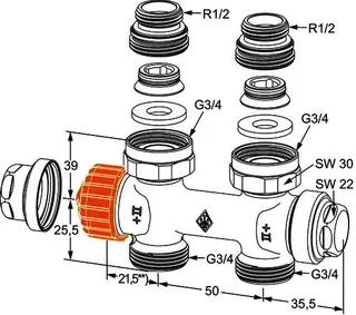 Heimeier Ventil Multilux Eclipse Dg Anschl. Heizkörper 1/2" IG, Nr.3865-02.000 – Bild 4