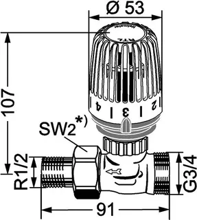 Heimeier Rücklauftemp.begrenz. RTL 1/2"Dg, G 3/4" AG, Nr. 9154-02.800 – Bild 5