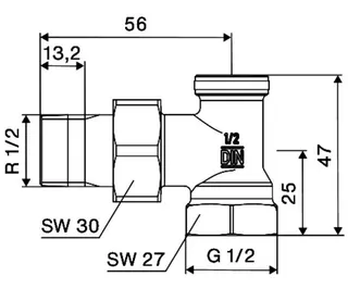 SCHELL Heizkörperverschr., Eckform absperrbar, 10bar, 1/2",mattnickel – Bild 3