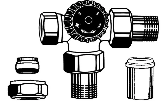Heimeier Thermostat-Dreiwegeventil DN 15 (1/2") rechts, Nr. 4150-02.000