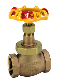 Muffen-Durchgangsventil rot gelb 1/2" mit Metalldichtung