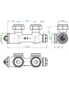 Oventrop Multiblock T Eckform für Anschluss an Heizkörper mit AG 3/4", Nr. 1184014 – Bild 3