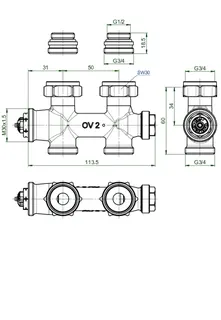 Oventrop Multiblock T Durchgang für Anschluss an Heizkörper mit IG 1/2", Nr. 1184083 – Bild 3
