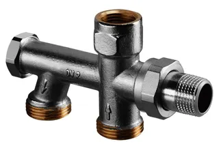 Oventrop Zweirohr-Anschlussstück "Duo" Absperrung,G3/4"AG,Abstand 50mm,1013361