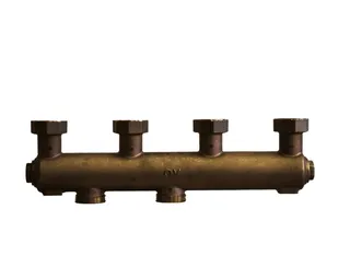 OVENTROP-Verteilerbalken für "Regumat" DN25, für 2 Heizkreise, Rotguss, 1351571