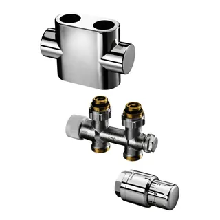 Oventrop Anschluss-Set 5 f.Badheizkörper 1/2"IG Dg, Edelstahl-Design, 1184383