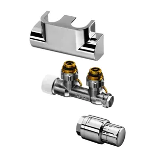 Oventrop Anschluss-Set 6 f.Badheizkörper 1/2"IG Eck, Edelstahl-Design, 1184384 – Bild 2