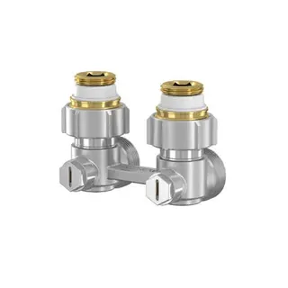Simplex Zweirohr-Hahnblock E1/50 1/2"AG Eck vernickelt (für HM Hzk.), Nr.F10012