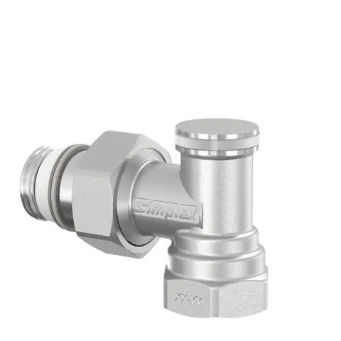 Simplex Rücklaufverschraubung 3/8x3/8" Eck vernickelt Typ IG/N, Nr.F10380