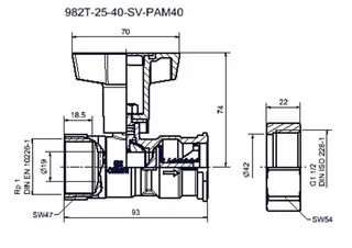 comfort-Pumpen-KH mit Sperrventil und ÜM Muffe DN 25xÜM DN 40 vernickelt – Bild 2