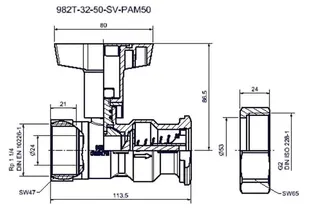 comfort-Pumpen-KH mit Sperrventil und ÜM Muffe DN 32xÜM DN 50 vernickelt – Bild 2