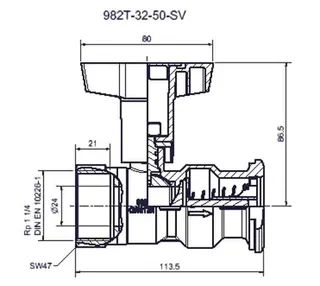 comfort-Pumpen-KH mit Sperrventil o. ÜM Muffe DN 32xÜM DN 50 vernickelt – Bild 2