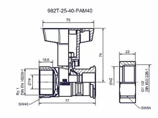 comfort-Pumpen-KH o. Sperrventil mit ÜM Muffe DN 25xÜM DN 40 vernickelt – Bild 2