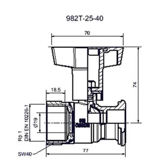 comfort-Pumpen-KH o. Sperrventil o. ÜM Muffe DN 25xÜM DN 40 vernickelt – Bild 2