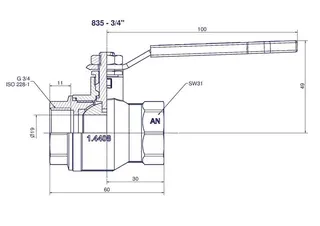 comfort-Kugelhahn Edelstahl IG/IG für Trinkwasser DN 20 (3/4") Hebelgriff – Bild 2
