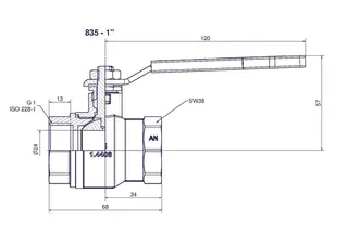 comfort-Kugelhahn Edelstahl IG/IG für Trinkwasser DN 25 (1") Hebelgriff – Bild 2