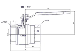 comfort-Kugelhahn Edelstahl IG/IG für Trinkwasser DN 32 (11/4") Hebelgriff – Bild 2