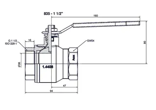 comfort-Kugelhahn Edelstahl IG/IG für Trinkwasser DN 40 (11/2") Hebelgriff – Bild 2