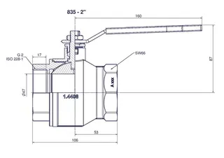 comfort-Kugelhahn Edelstahl IG/IG für Trinkwasser DN 50 (2") Hebelgriff – Bild 2
