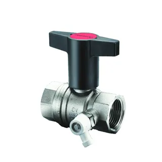 OVENTROP Kugelhahn "Optibal",Knebelgriff DN15,1/2"IG, PN16,mit Entleerung, Ms