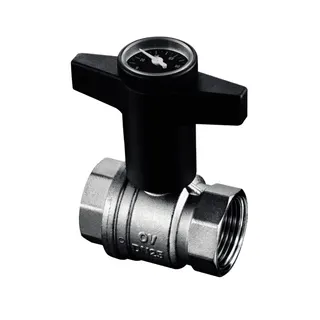 OVENTROP Kugelhahn "Optibal" mit Thermometer,Knebelgriff,beids.IG 11/2"