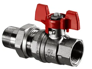 OVENTROP Kugelhahn "Optibal",Flügelgriff DN32, 11/4"IG u.Verschr. mit AG,PN16,Ms