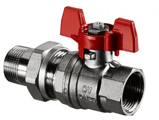 OVENTROP Kugelhahn "Optibal",Flügelgriff DN15, 1/2"IG u.Verschr. mit AG, PN16, Ms