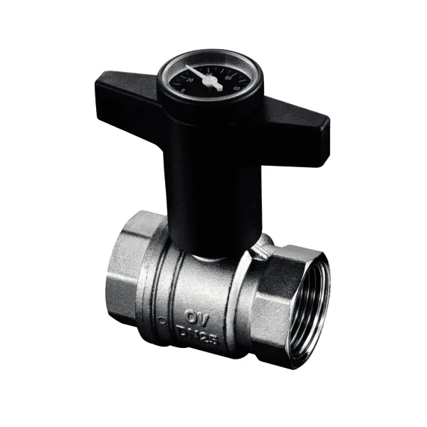 OVENTROP Kugelhahn "Optibal" mit Thermometer, Knebelgriff, beids. IG 3/4"
