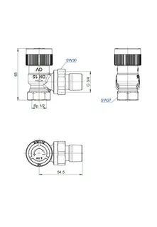 OVENTROP Eckventil RFV 9 DN15 kurze Bau- form mit stufenl.Voreinstellung, 1185004 – Bild 2