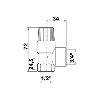 comfort-Solar-Membran-Sicherheitsventil Eckform DN 15 (1/2") 6 bar aus Messing – Bild 2