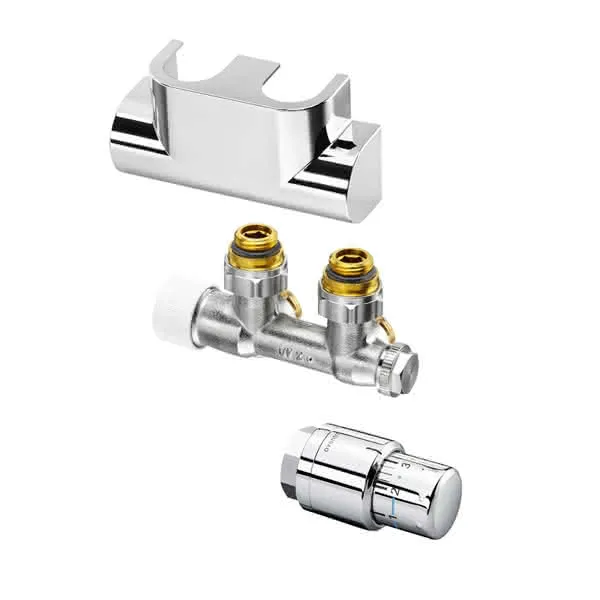 comfort-Multiblock-T-Anschluss-Set Eckform verchromt