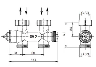 comfort-Multiblock-T-Zweirohrarmatur DG DN 15 (1/2") AG x DN 20 (3/4") AG – Bild 2