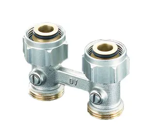 comfort-Zweirohr-Hahnblock Durchgangsf. DN 20 (3/4") ÜM x DN 20 (3/4") AG