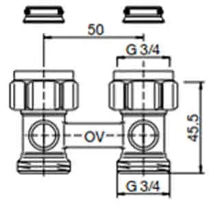 comfort-Zweirohr-Hahnblock Durchgangsf. DN 20 (3/4") ÜM x DN 20 (3/4") AG – Bild 2