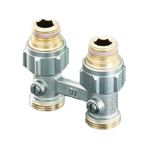 comfort-Zweirohr-Hahnblock Durchgangsf. DN 15 (1/2") AG x DN 20 (3/4") AG