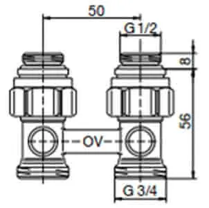 comfort-Zweirohr-Hahnblock Durchgangsf. DN 15 (1/2") AG x DN 20 (3/4") AG – Bild 2