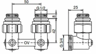 comfort-Zweirohr-Hahnblock Eckform DN 15 (1/2") AG x DN 20 (3/4") AG – Bild 2