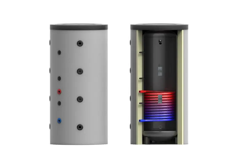 comfort-Pufferspeicher Typ PS-S 500 mit 1 WT, Isolierung und Folienmantel silber