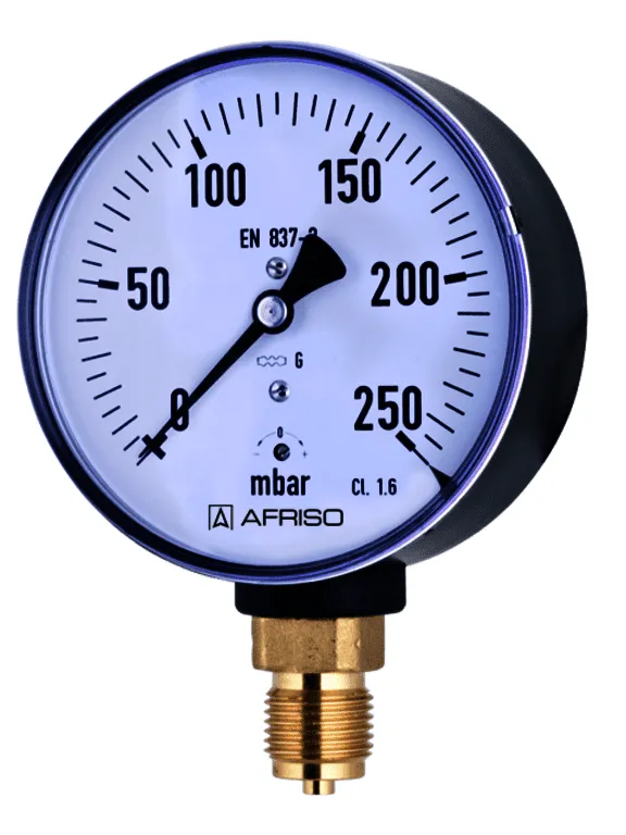 Afriso Kapselfeder-Standardmanometer 0/60 mbar, Typ KP80,D201, Nr.35068201