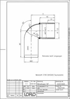 LORO-X WINKELBOGEN,A-GEW.1 1/2 ZOLL, DN 40 – Bild 2