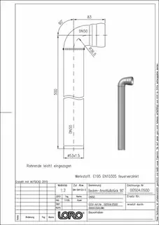 LORO-X WINKELBOGEN ZUR WANDDURCHFÜHRUNG, O.IBESCH.DN 50 500MM 90 GR. – Bild 2
