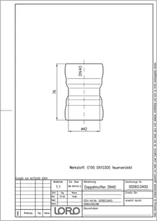 LORO-X DOPPELMUFFE O.IBESCH.DN 40 – Bild 2