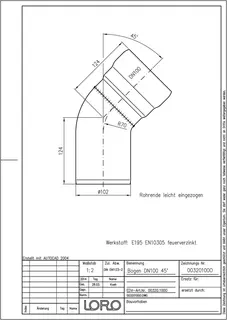 LORO-X BOGEN 45 GRAD O.IBESCH.DN 100 – Bild 2