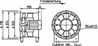 Helios AMD 630/4 2,2 kW Axial-Mitteldruckvent. 3-PH 50 Hz – Bild 2